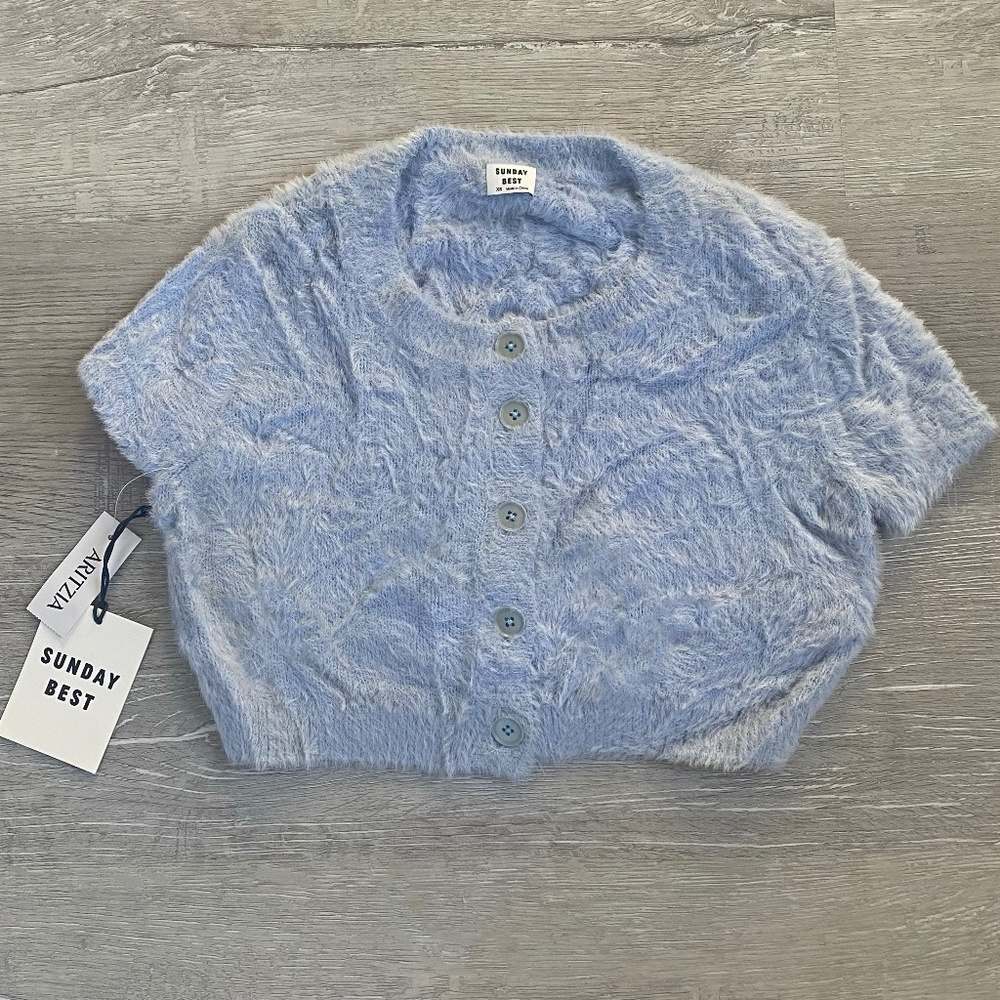 BRAND NEW WITH TAG Aritzia Sunday Best Effie Fuzzy Cropped Cardigan XS